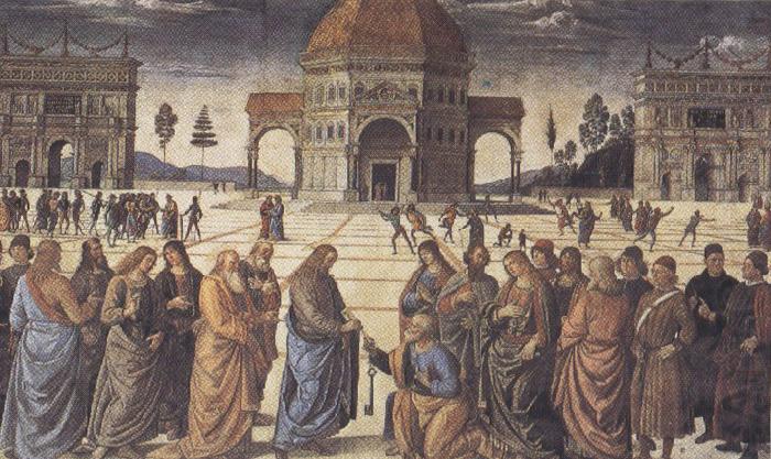 Pietro Perugino,Consigning the Keys (mk36), Sandro Botticelli